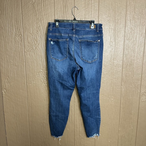 Judy Blue Skinny Fit Jeans Womens 14W High Rise Distressed Ankle Denim Dark Wash - Picture 5 of 6